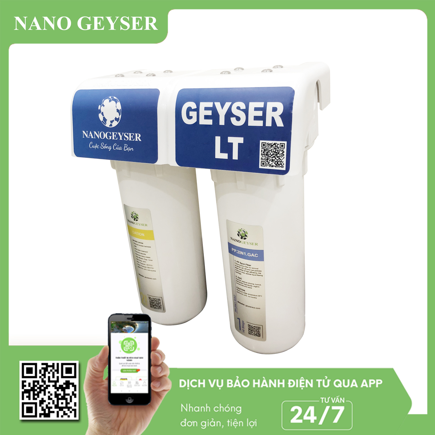 Bộ lọc thô đầu nguồn 2 cấp ( 2in1 GAC - Cation )