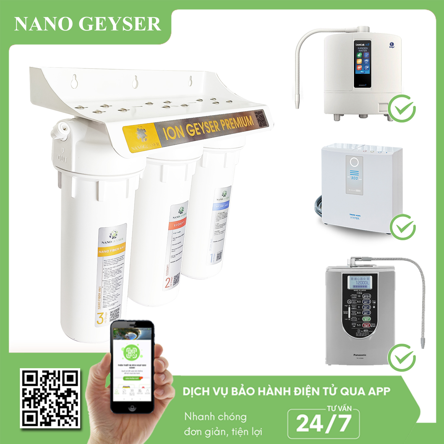 Bộ tiền xử lý cho máy Ion kiềm - Ion Geyser Premium Nano Geyser