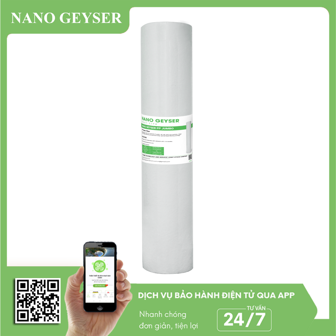 Lõi lọc Pp 20inc Jumbo Nano Geyser
