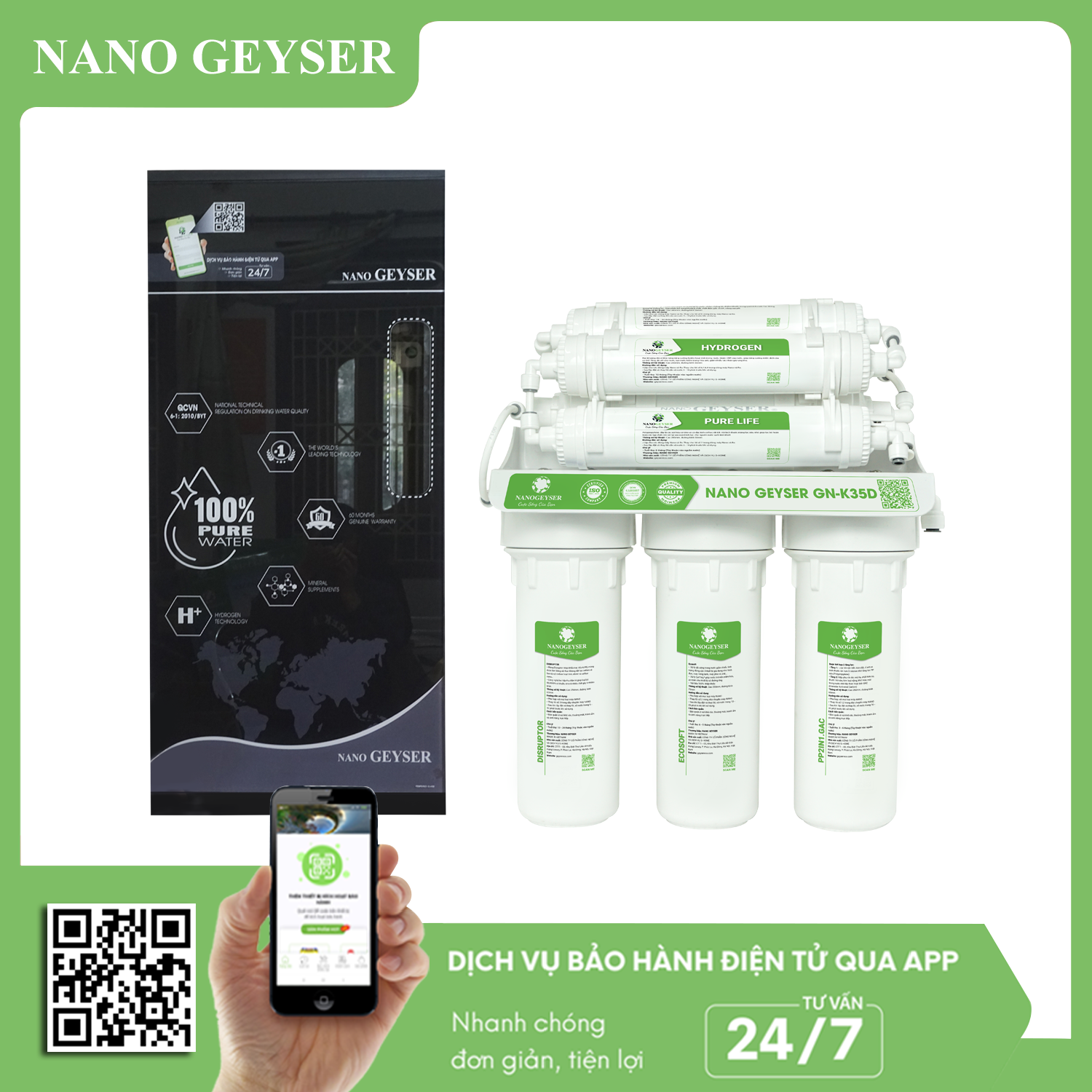 Máy lọc nước có tủ Nano Geyser GN-K37 TCL