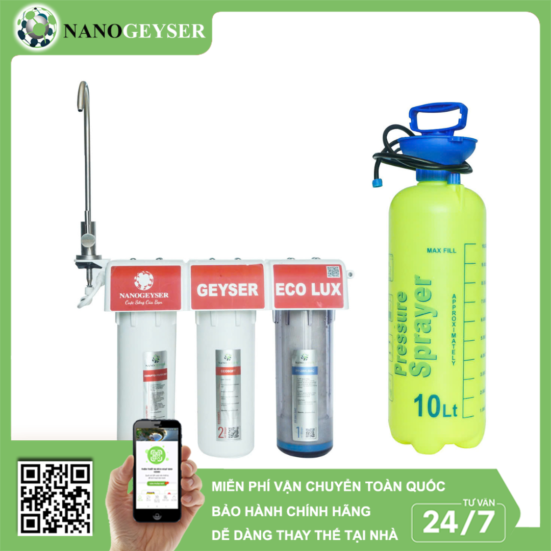 Máy lọc nước Nano Geyser Ion Eco Lux Flood - Hỗ trợ vùng lũ lụt