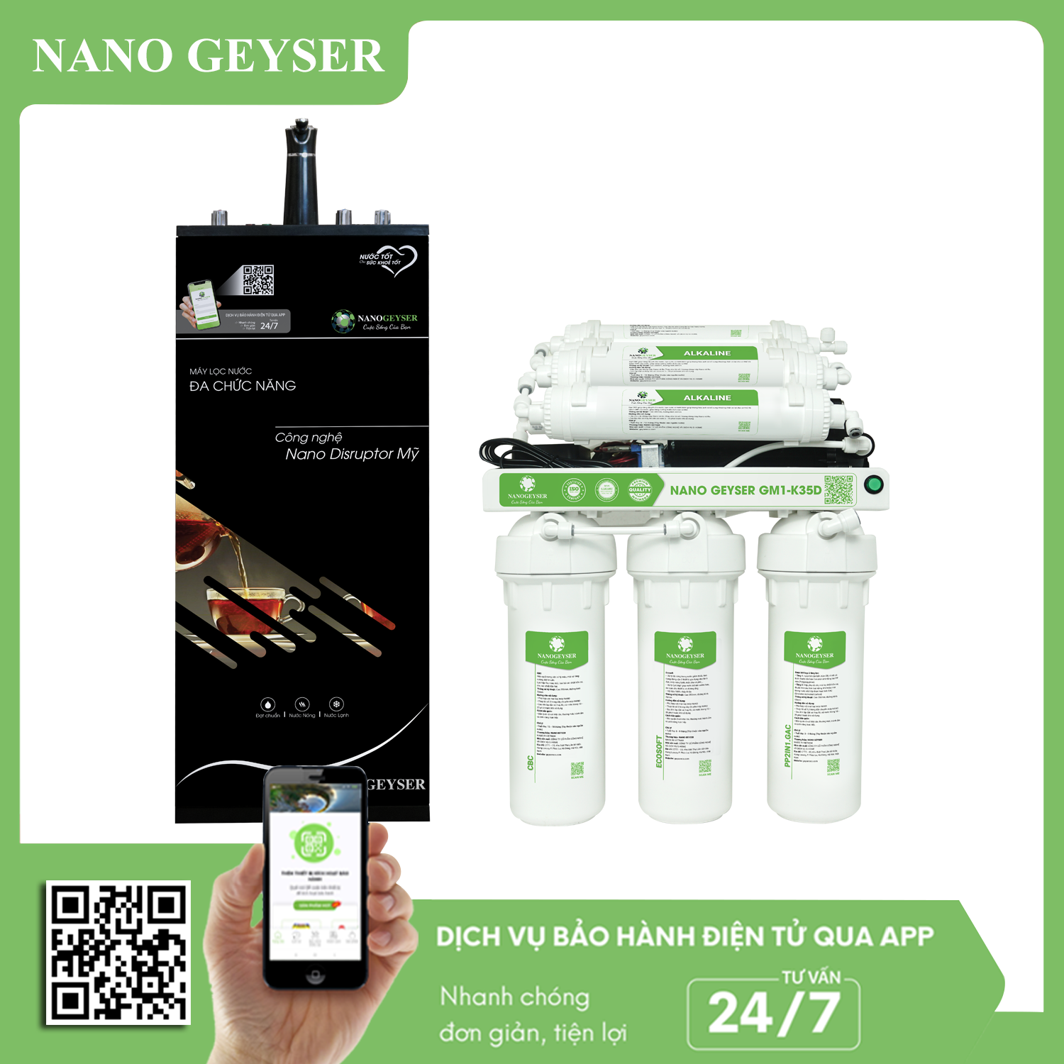 Máy lọc nước nóng lạnh nguội Nano Geyser GM1-K35D