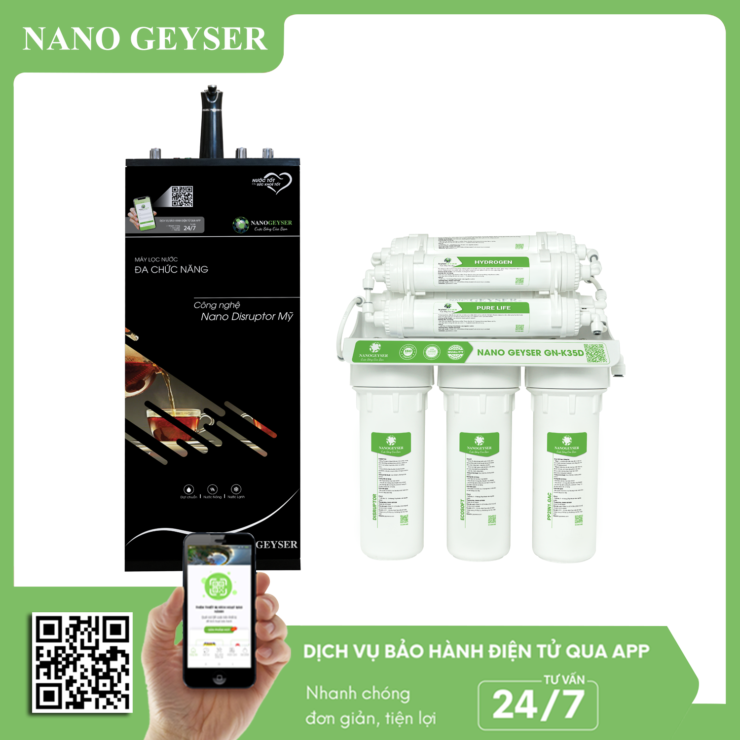 Máy lọc nước nóng lạnh nguội Nano Geyser GN-K35D