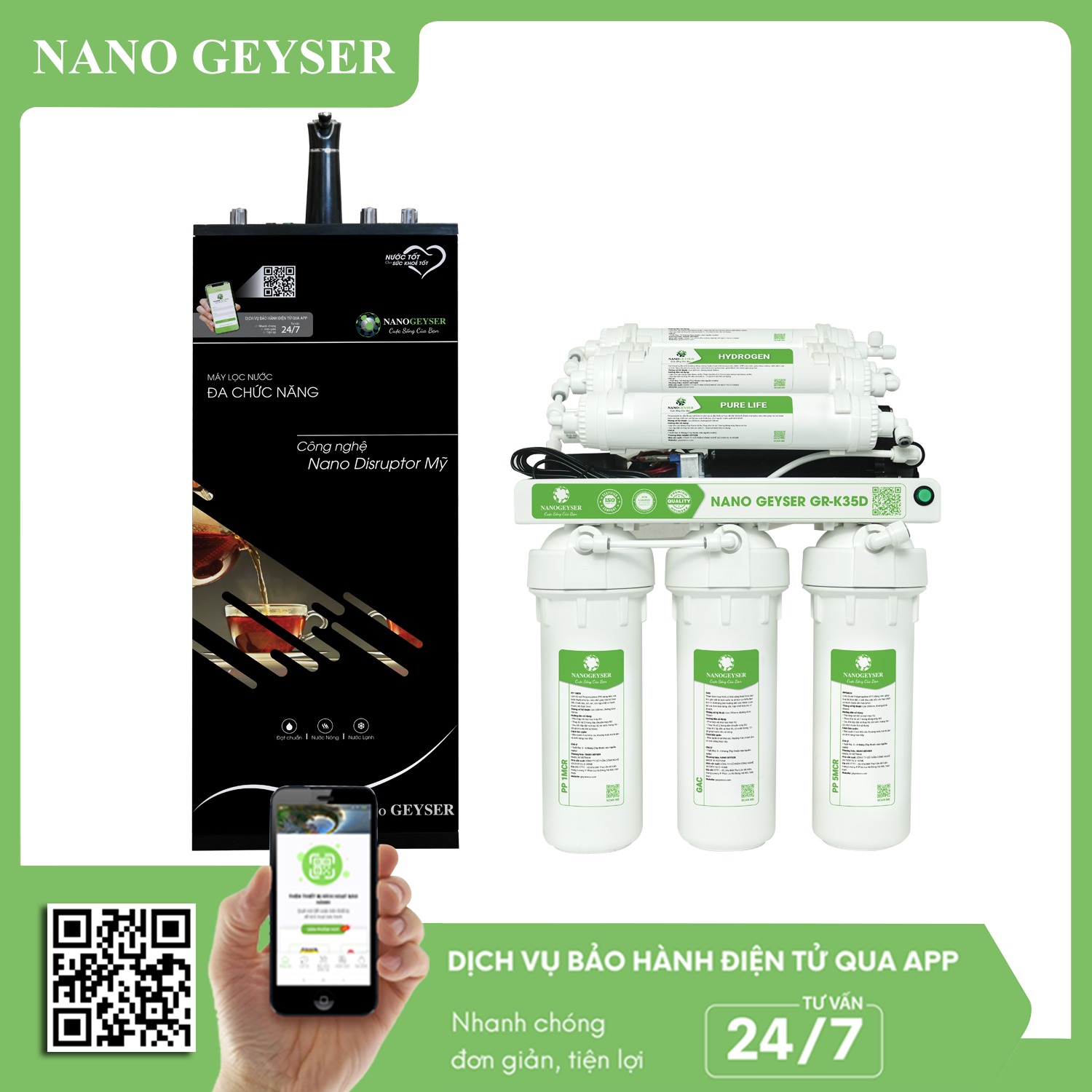 Máy lọc nước nóng lạnh nguội Nano Geyser GR-K35D